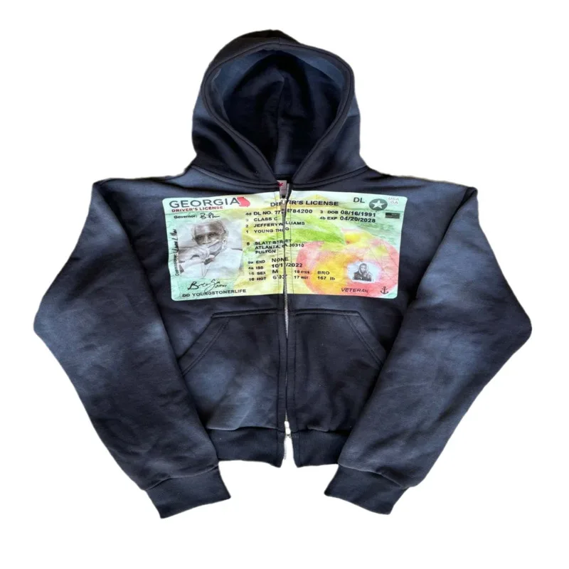 Banknote Printed Hoodie Women European America Hip-hop Printed Pullover Hoodie Pocket Zipper Hoodie Long Sleeved High Street Top