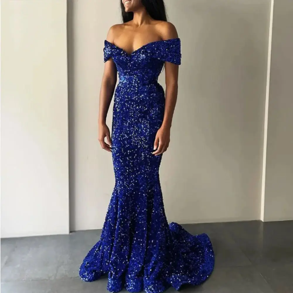 

Sparkling Sequins Sexy Off Shoulder Mermaid Evening Dress Party Party Dance Dress Elegant Ladies Customized