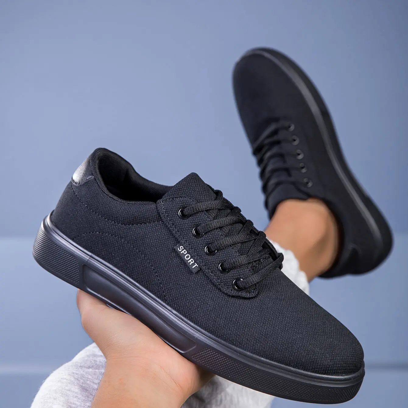 Men Wide Width Breathable Black Skate Shoes Sneakers Work Office Commute Casual