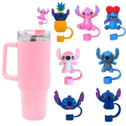 MINISO 1-7szt 3D Stereo Stitch Straw Cover Cap 10MM Drink Straw Plug Reusable Fit Cup Accessories Straw Cap Charms Pendant Gift