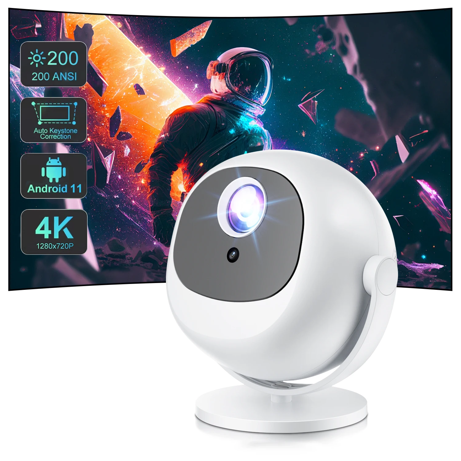 

2025 New P360 Smart Projector Dual Wifi BT 5.0 Wireless Screen Indoor Portable Projector Mini Projector