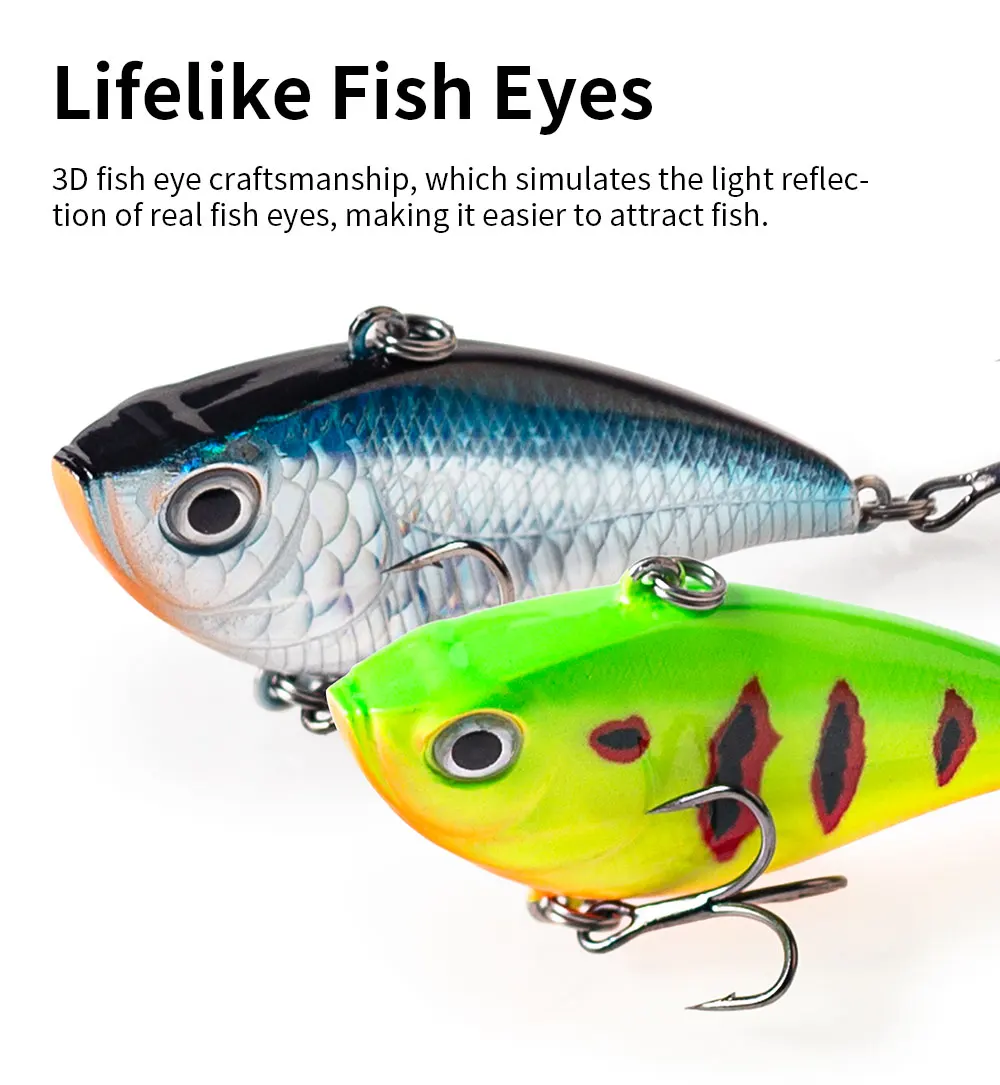 Hanlin NEU 60mm/10,5g VIB Angelköder Langsam Sinkender Lipless Hardbait Crankbait Wobbler für Karpfenangeln Pesca Bass Tackle – Detail 7