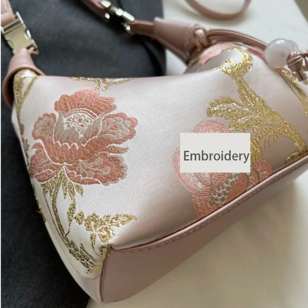 Portable Embroidered Chinese Style Handbag Canvas Purses Hanfu Embroidery Handbag Crossbody Bag Zipper Cheongsam Bag Party