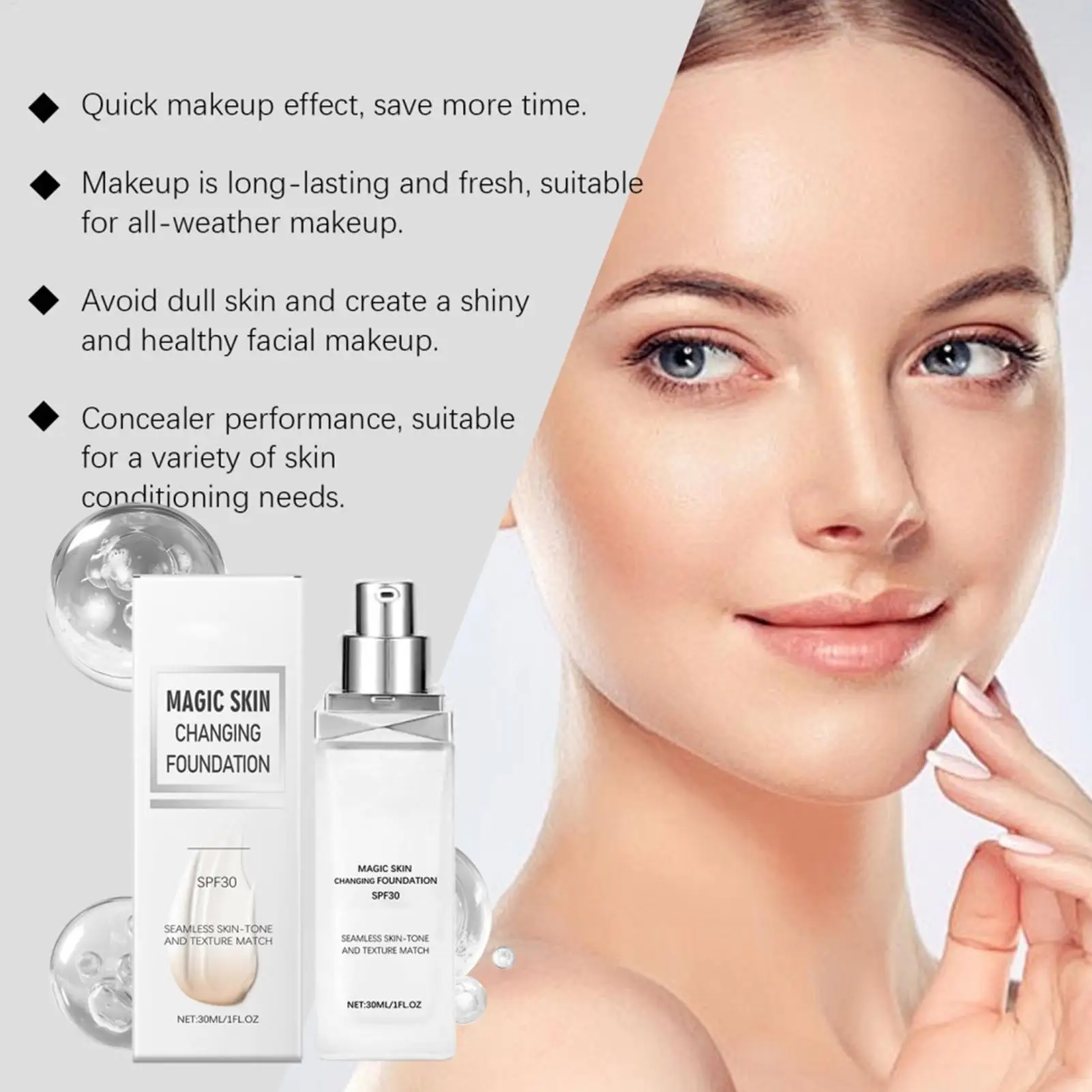 Base que cambia de Color, Base combinada de Color SPF 30, corrector, crema de cobertura hidratante, Base correctora de tono, cara para mujer