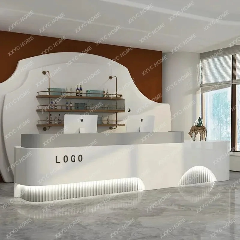 TT53Checkout Page Simple Modern Clothing Store Bar Counter Light Luxury Counter Table Tea House Customized Hotel Company Front D