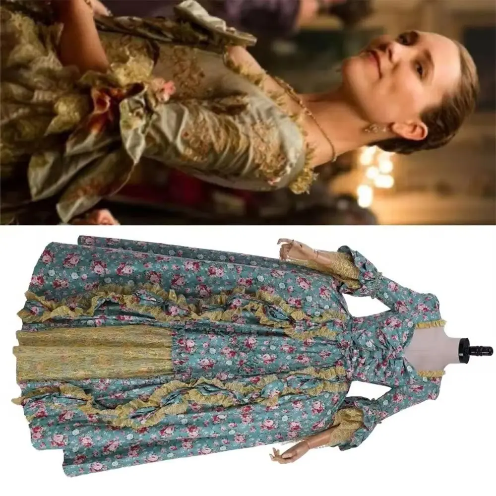 

TV Outlander Louise Cosplay Costume Medieval Rococo Floral Highland Scotland Dress Custom Made