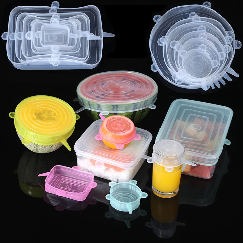 Silicone Cover Stretch Lids Reusable Airtight Food Wrap Covers Keeping Fresh Seal Bowl Cap Elastic Silicone Lid Kitchen Cookware