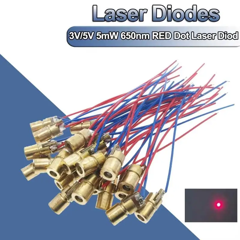 Latest 10pcs Adjustable Mini Laser Pointer Diode RED Dot Laser Diod Circuit 3V/5V 5mW 650nm Module Pointer Sight Copper Head image 3