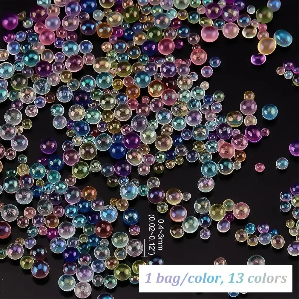 10000+ Resin Bubble Beads 13Color Mini Beads Iridescent Crystals Beads No Hole Mini Bead Glass Sand Bead for DIY Shaker Resin