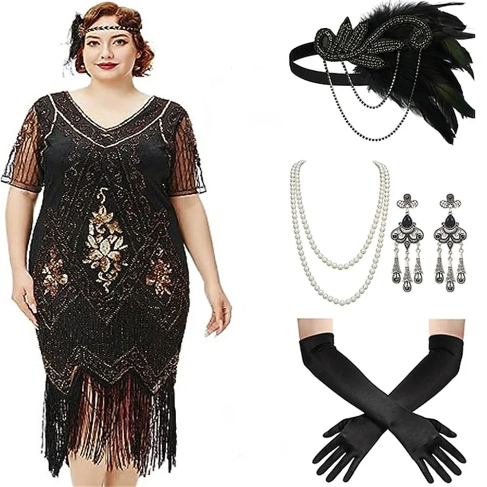 Imagem -03 - The Great Gatsby Lantejoulas Tassel Fringe Flapper Vestido para Mulheres Roupas Retrô Anos 20 1920 Flapper Headband Xales