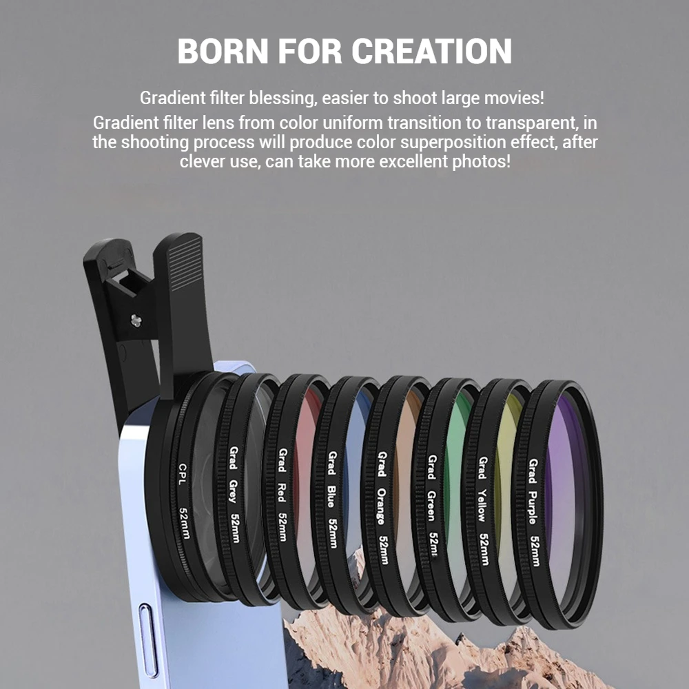 Polarizer Filter 52mm CPL Mobile Phone Lens Filter Camera Lens Clip Camera Accessories Circular For Taking Photos All Smartphone