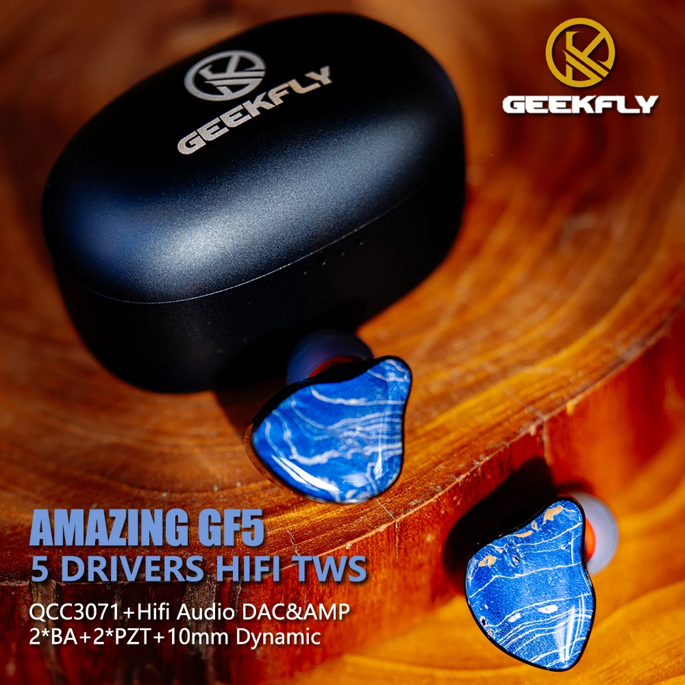 

GEEKFLY AMAZING GF5 2BA+2PZT+10mm Dynamic IEMs HIFI TWS Bone Conduction Metal Wireless Bluetooth 5.3 Earphone with Audio DAC AMP