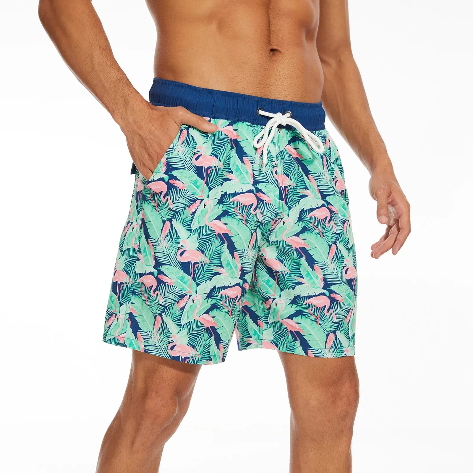 Summer New Men\'s Shorts Fashion Vacation Beach Pants Men\'s Plus size Four-Corner Qmilch Lining