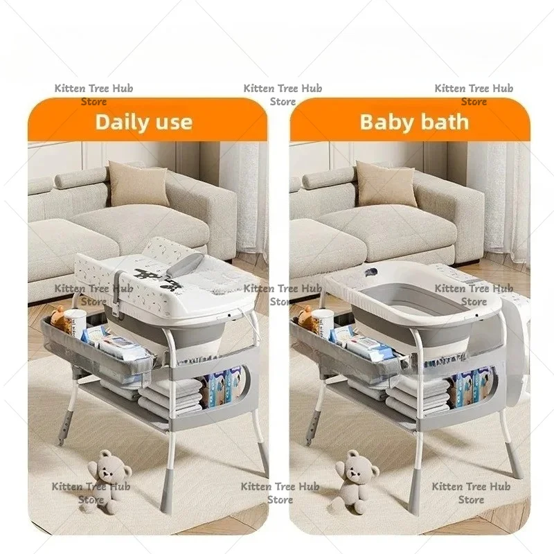 Multifunctional 2-In-1 Diaper Table Baby Care Table Newborn Diaper Changing Table Massage Touch Baby