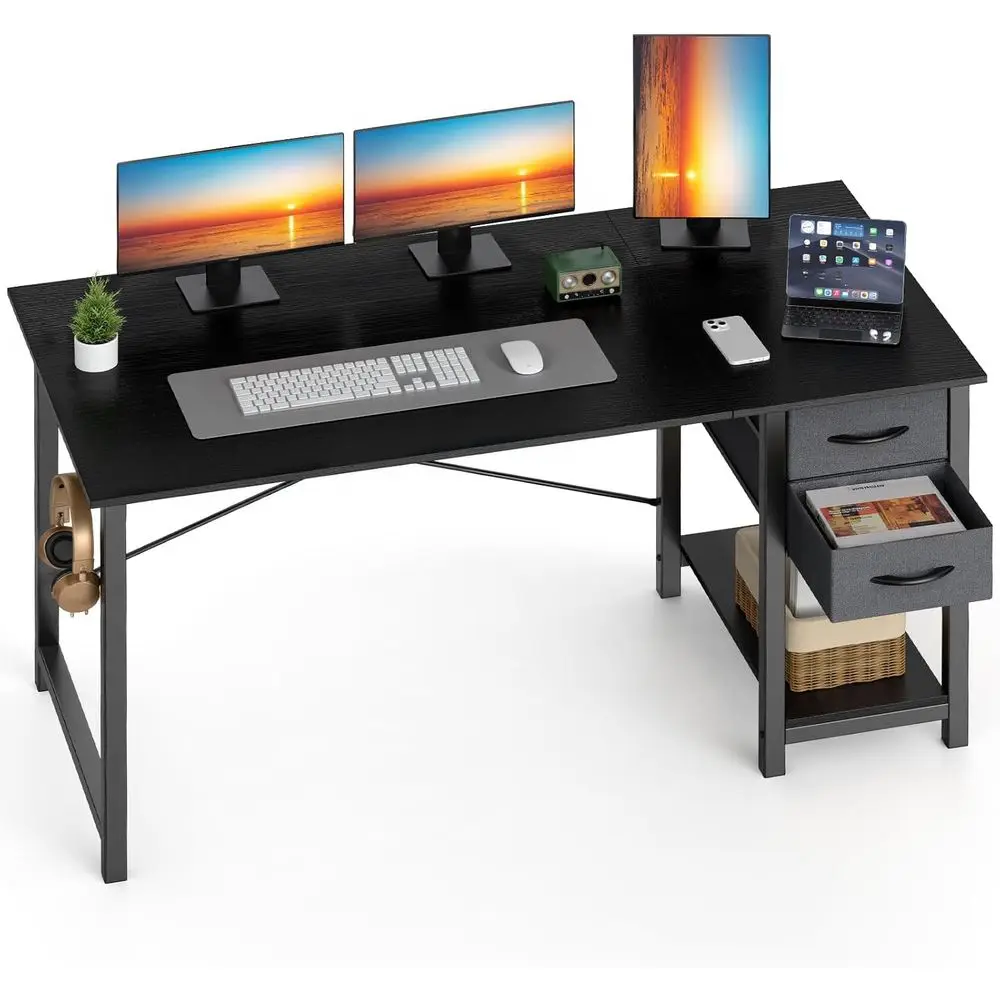 

47 Inch Computer Desk with Ders or Home Oice, Writing Desk with X-Shaped Reinorcement, Wood Table with Adjustable Position Ders,