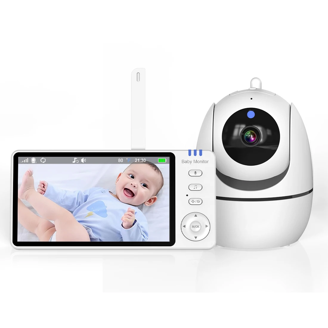 

5Inch Intercom Baby Monitor VOX Lullaby Feeding Plan Babysitter Temperature Display Cry DetectionWireless PTZ Baby Camera