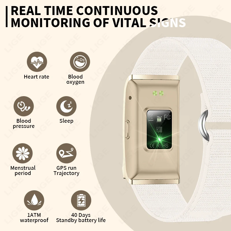 ساعة LIGE الذكية للرجال وسائط رياضية متعددة ومتتبع اللياقة البدنية الصحي بدون شاشة سوار معصم ذكي يمكن ارتداؤه 1ATM مقاوم للماء #1