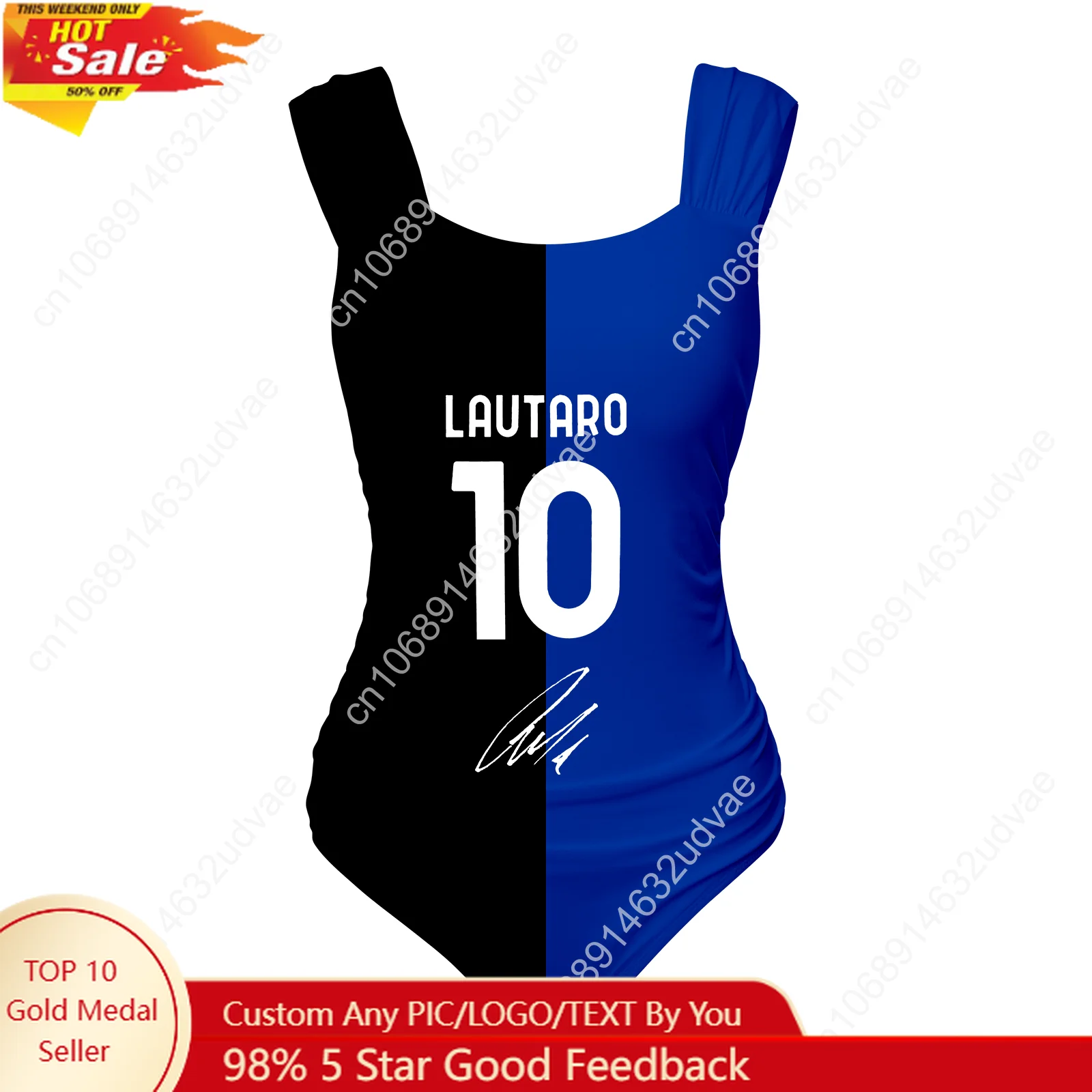 

Lautaro No.10 One Piece Swimsuit Wide Strap Women Bathing Suits Argentina Soccer Star Tailored Sexy Bikini Customize Beachwear