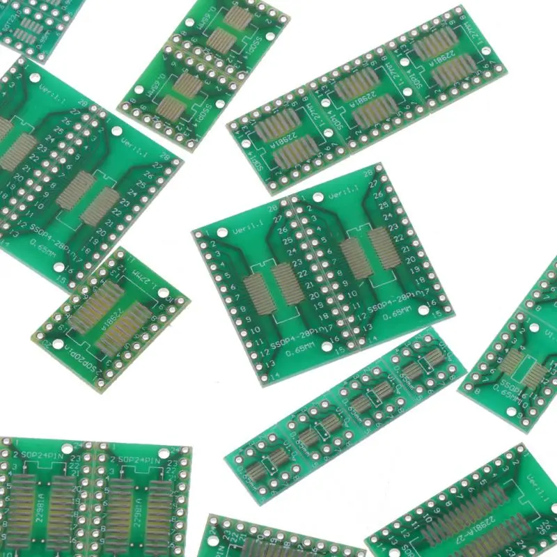 carte PCB adaptateur tournant vers DIP, plaque convertisseur, SOP, MSOP, SSOP, TSSOP, SOT23, 8, 10, 14, 16, 20, 28, SMT vers DIP, 35 pièces