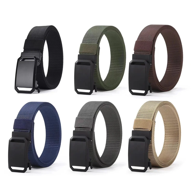 

New Golf Sports Elastic Belt Belt Metal Automatic Buckle Tough Stretch Nylon Men Outdoor Sports Woven Work Belt