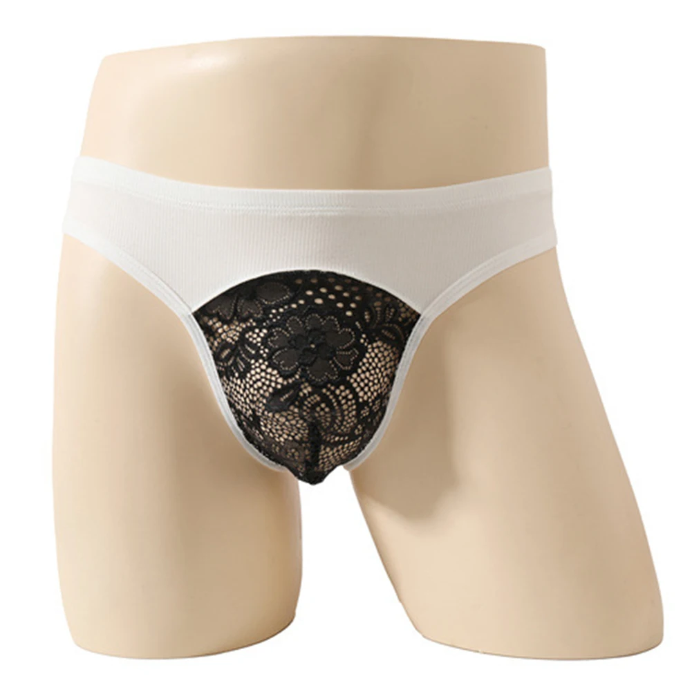 Men Exquisite Lace Calcinha Pouch Briefs Couple Life Underwear Gay Sissy Extreme Men's Panties Sheer Exotic Soft G String Thongs