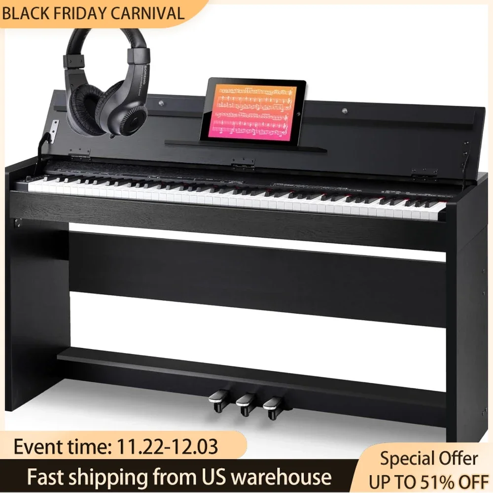 88 Key Weighted Action Digital Piano,Grade Hammer Action Keyboard with Furniture Stand and Triple Pedals for Beginner KidsAdults