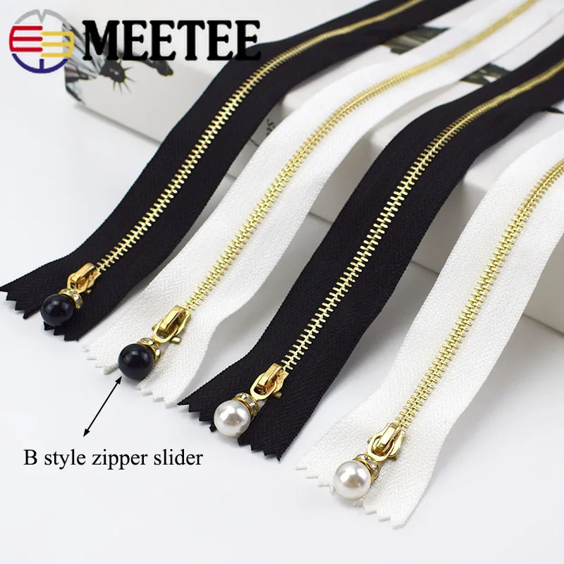 10pcs Meetee 3# Metal Close End Zippers 20/30cm Gold Teeth Long Zip Closure for Sewing Bags Down Jacket Skirt Clothing Accessory