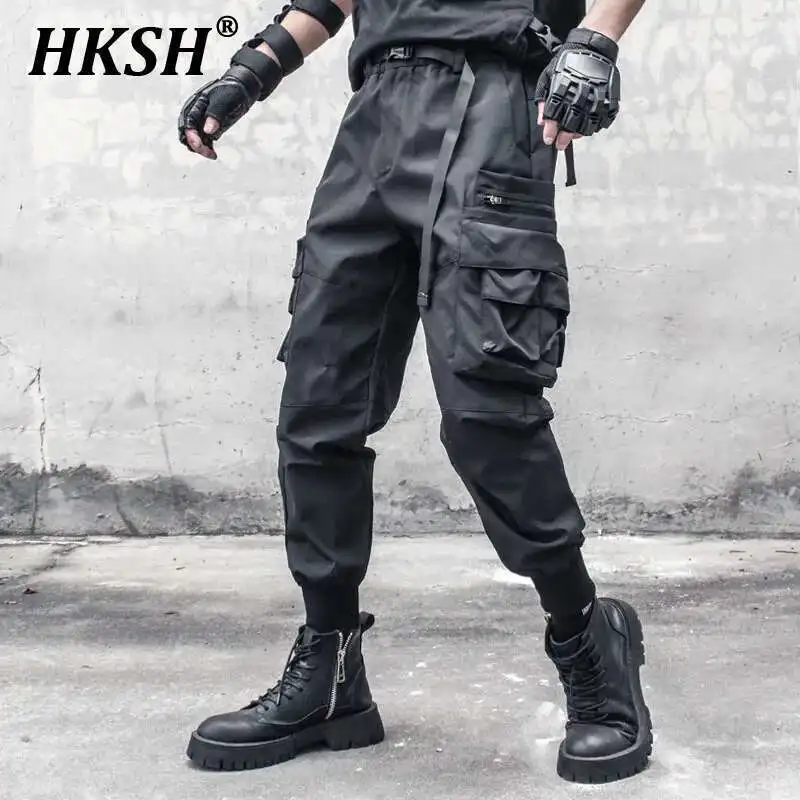 

HKSH Heavy Industry Тактическая темная спецодежда Брюки-карго Мужские модные свободные нишевые дизайнерские повседневные темные комбинезоны с несколькими карманами HK2167