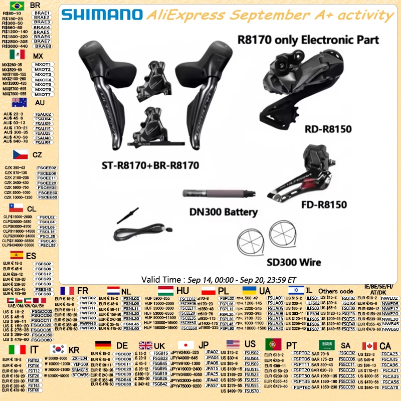 Shimano R8170 ULTEGRA Di2 Elektronisches Teil 2x12S R8150 Schaltwerk vorne und hinten hydraulische Scheibenbremse Rennrad Di2 Set