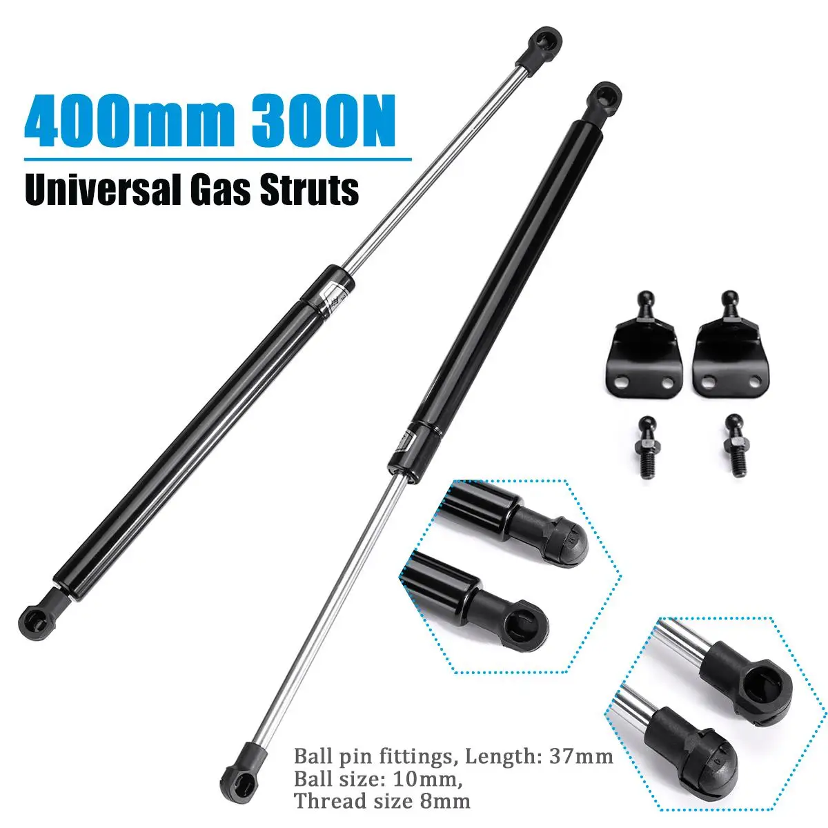 Pair Universal 400mm 300N Car Struts Front Cover Bonnet Hood Rear Trunk Tailgate Boot Shock Lift Strut Support Bar Gas Spring