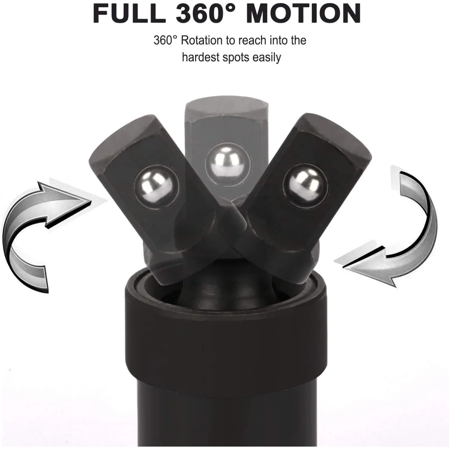 Air Cannon Pneumatic Universal Joint-Socket Swivel Set 360 degree Rotary Joint Electric Wrench Socket Extension Set 1/2" 3/8" 1/ image 5