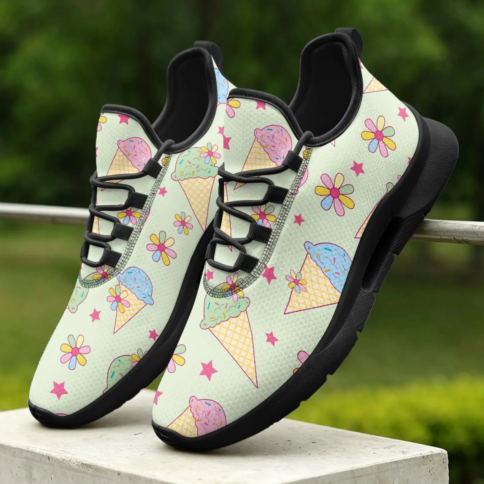 XIXIRIMIDO Lace-up Casual Shoe Nurse Shoes Women's Sandals Slipper Men's Sneakers and Casual Shoes Tenis Feminino Ice Cream