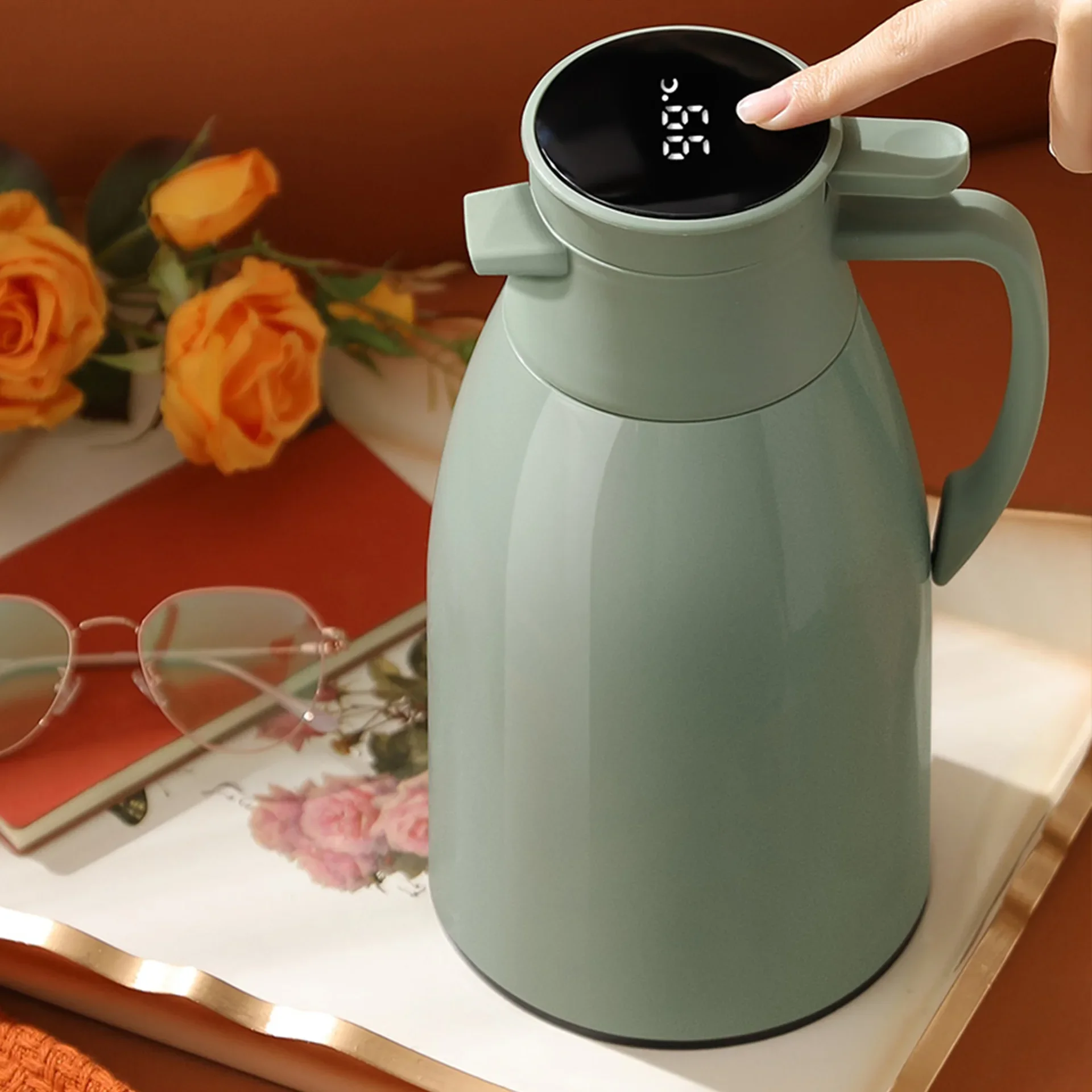 Digital Display Thermal Kettle for Household Thermos Vacuum Flasks with Glass Liner Large Capacity Water Bottle for Coffee