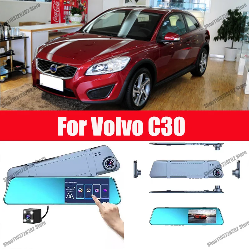 

For Volvo C30 C40 Carplay Android GPS Dash Cam AUX FM Radio Dashcam Car Camera Stream RearView Mirror Drive Recorder