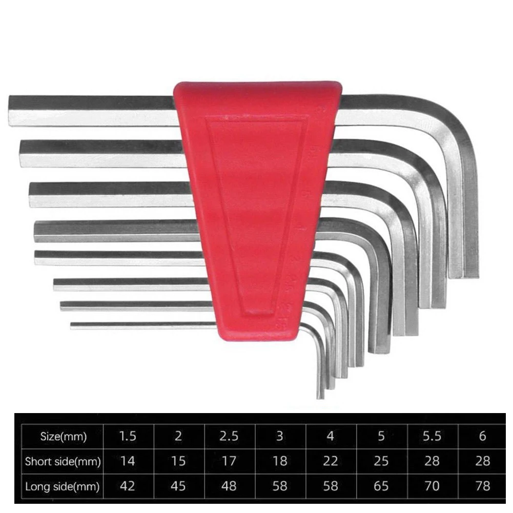 

8pcs Metric Hex Wrenches L Keys Short Arm Style for Auto and Household Repairs Heat Treated Steel Construction for Durability