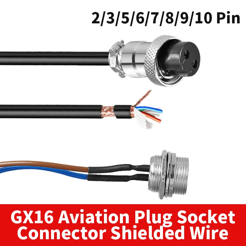 Industrial grade GX16 Aviation Plug Socket with Shielded Wire 2/3/5/6/7/8/9/10 Pin Connector gx16 Connectors Cable for Equipment