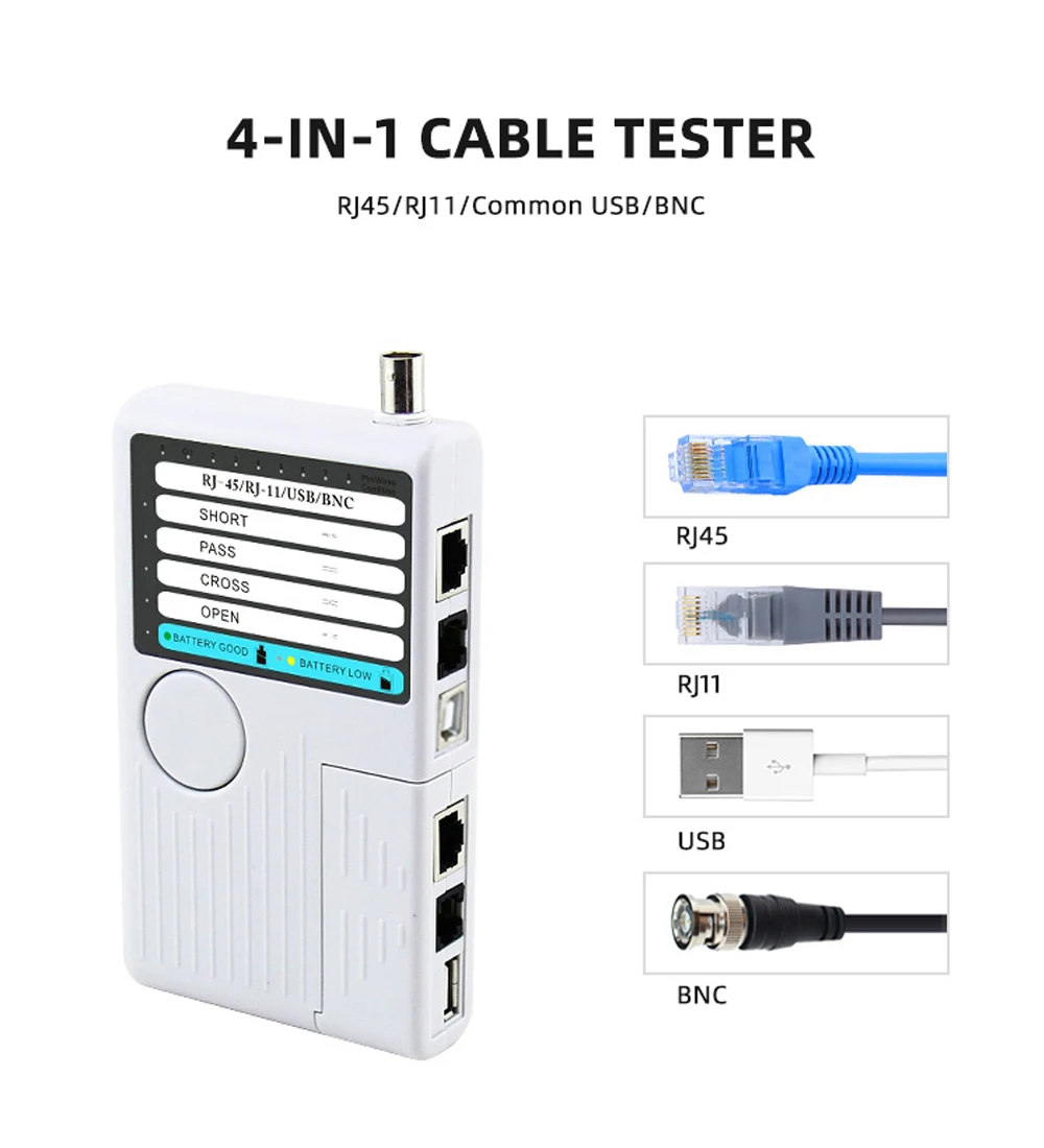 NOYAFA NF-3468 Тестер сетевого кабеля 4 в 1, дистанционный BNC RJ45 RJ11, USB-кабели с ручным держателем, тестеры для кабелей UTP STP, трекер