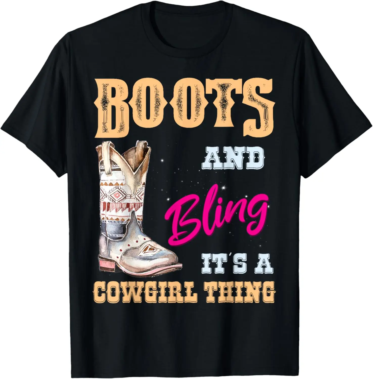 Girls Boots Bling its a Cowgirl Thing Cute Cowgirl Horseback T-Shirt