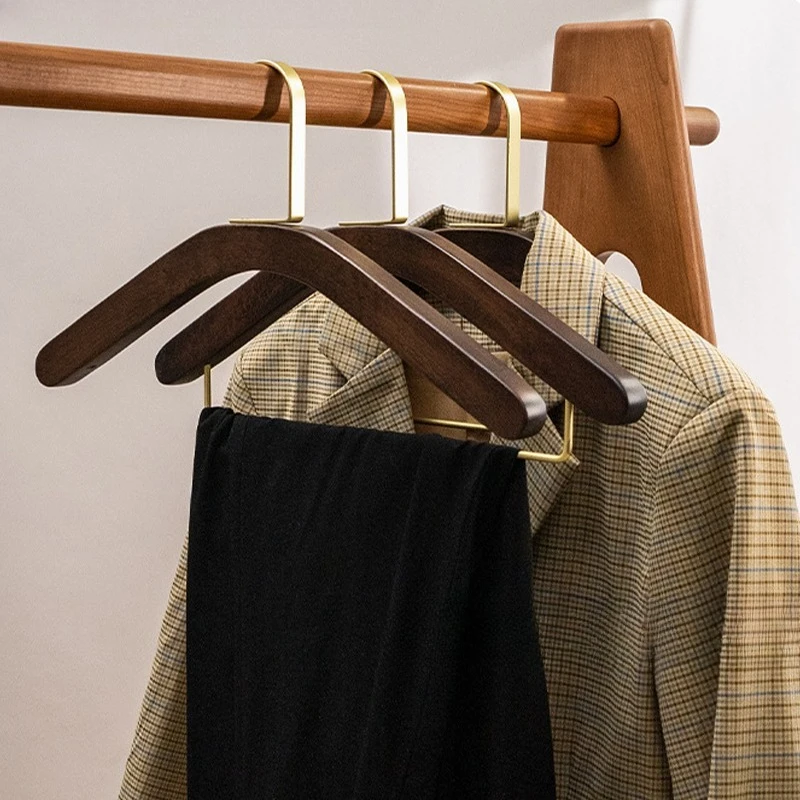 Retro High-grade Walnut Wooden Hangers,Light Luxury Durable Solid Wood Clothes Rack for Closet,Home Wardrobe Storage Organizer
