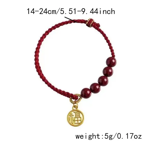 Handvävt repimitation cinnober FU-hängearmband för kvinnor turröd kinesisk knut handgjort flätat armband smycken gåva 10 best sales Kinesiskt knutarmband - №8