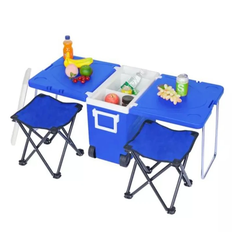 2022 Various specifications 24 cans cooler box pp thermal side folding table cooler box with handle and wheel