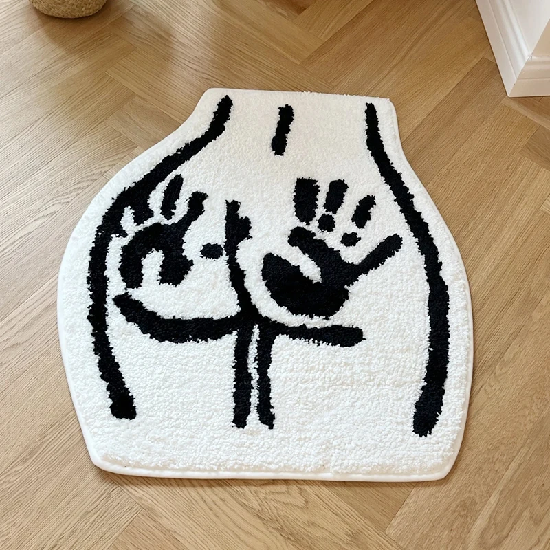 Small Ass Butt Soft Tufted Rug Thickened Flocking Mat for Bathroom Non-slip Absorb Water Plush Handmade floormat Toilet Carpet