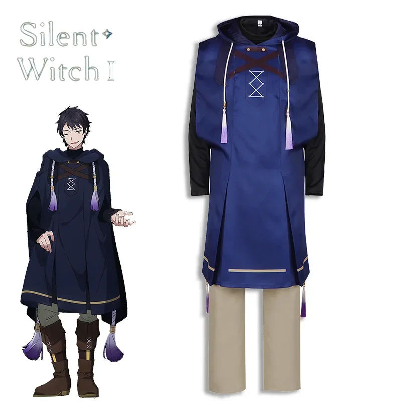 

New Anime Silent Witch Cosplay Costume Adult Men Magic Robe Uniform Coat Top Pants Full Set Accessoies Suit Halloween Outfits