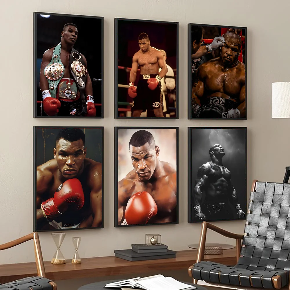 M-Mike T-Tyson Boxer Man Poster Self-adhesive Art Waterproof Paper Sticker Coffee House Bar Room Wall Decor