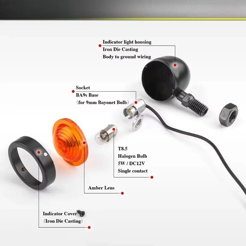 لكروم/أسود مؤشر ضوء رصاصة صغيرة هارلي المروحيات بوبر العالمي 1 زوج دراجة نارية بدوره إشارات