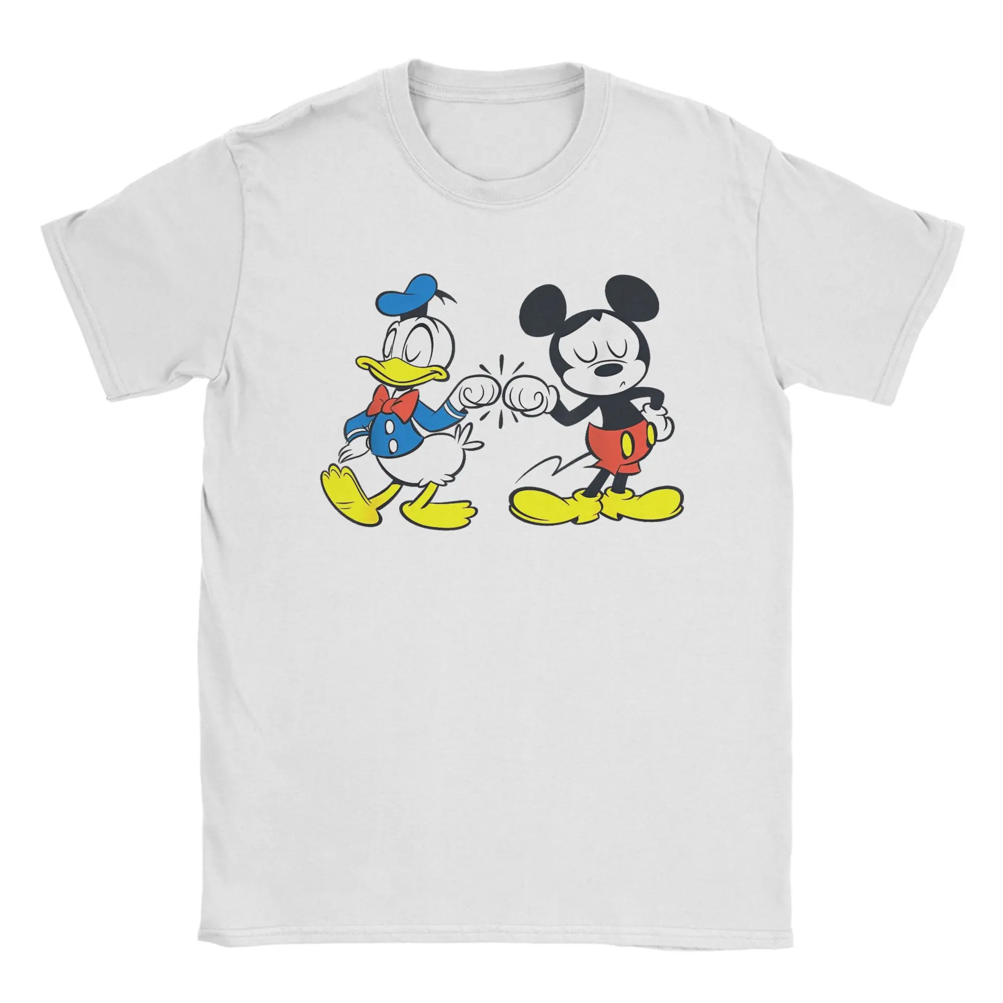 男性ミッキーマウスとドナルドダック親友 Tシャツ漫画綿商品ヴィンテージ半袖クルーネック Tシャツ新しい Tシャツ