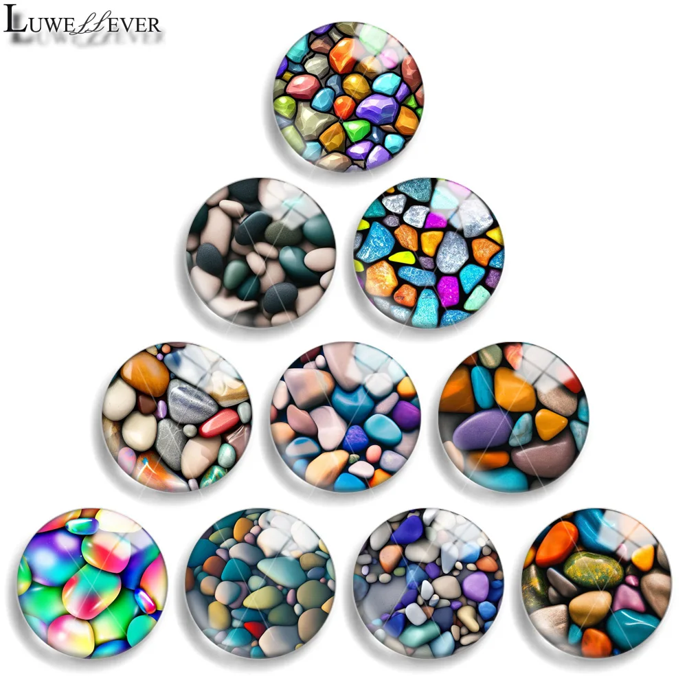 12mm 10mm 20mm 25mm 30mm 40mm 844 Stone Mix Round Glass Cabochon Jewelry Finding 18mm Snap Button Charm Bracelet