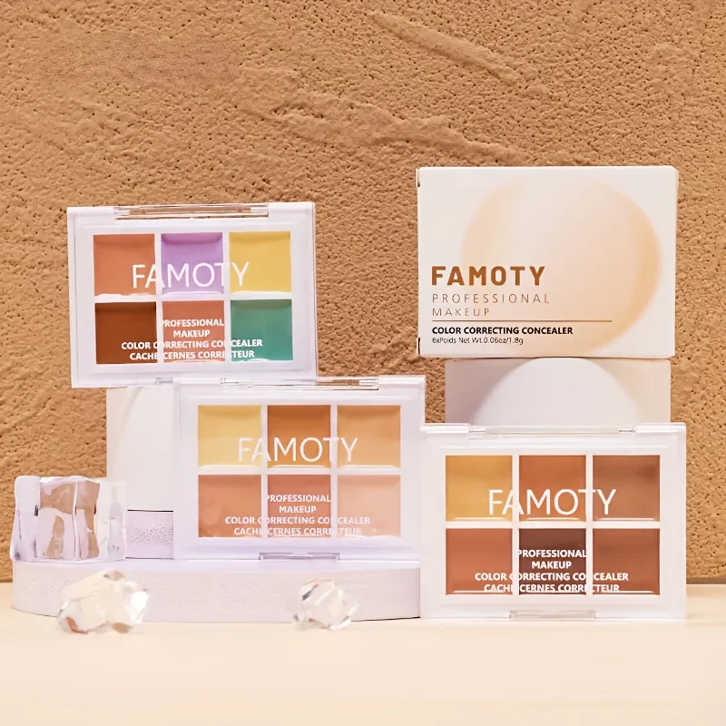 Long-Lasting Corretivo Paleta, impermeável, Não-Peeling Contorno pal Corretivo, 6 Cores