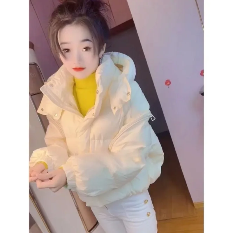 Candy Color Short Zipper Sleeve Puff Down Cotton Clothes Women's Winter 2026 New Small Warm Bread Clothes Temperament Commuting