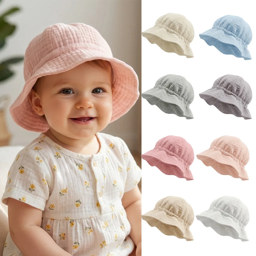 Muslin Baby Summer Hat for Girls Boys Soft Kids Sun Hats 100% Cotton Children Panama Cap Toddler Infant Accessories 1-3Y